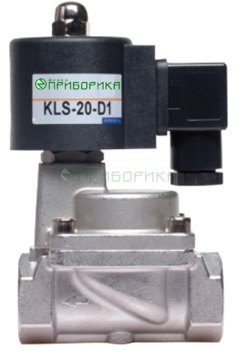 KLS-20N AC230V - клапан электромагнитный с пилотом Ду20, Н.З. нерж+PTFE