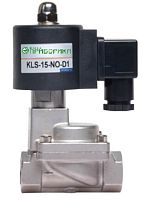 KLS-15NK AC230V - клапан электромагнитный с пилотом Ду15, Н.О. нерж+PTFE