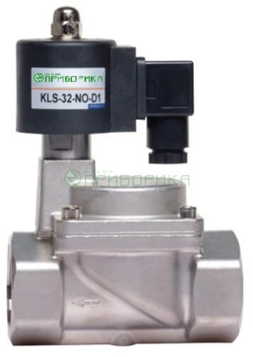KLS-32NK AC230V - клапан электромагнитный с пилотом Ду32, Н.О. нерж+PTFE